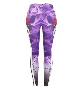 Lovely Halloween Skull Printed Purple Leggings